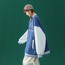 ！秋季新品港风简约酷帅拼接情侣棒球外套夹克G114P65控88，男装夹克，A247A