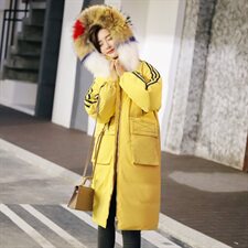 口袋潮流拼接气质时尚休闲中长款长袖2020年冬季羽绒服，女装羽绒服，蝶眷