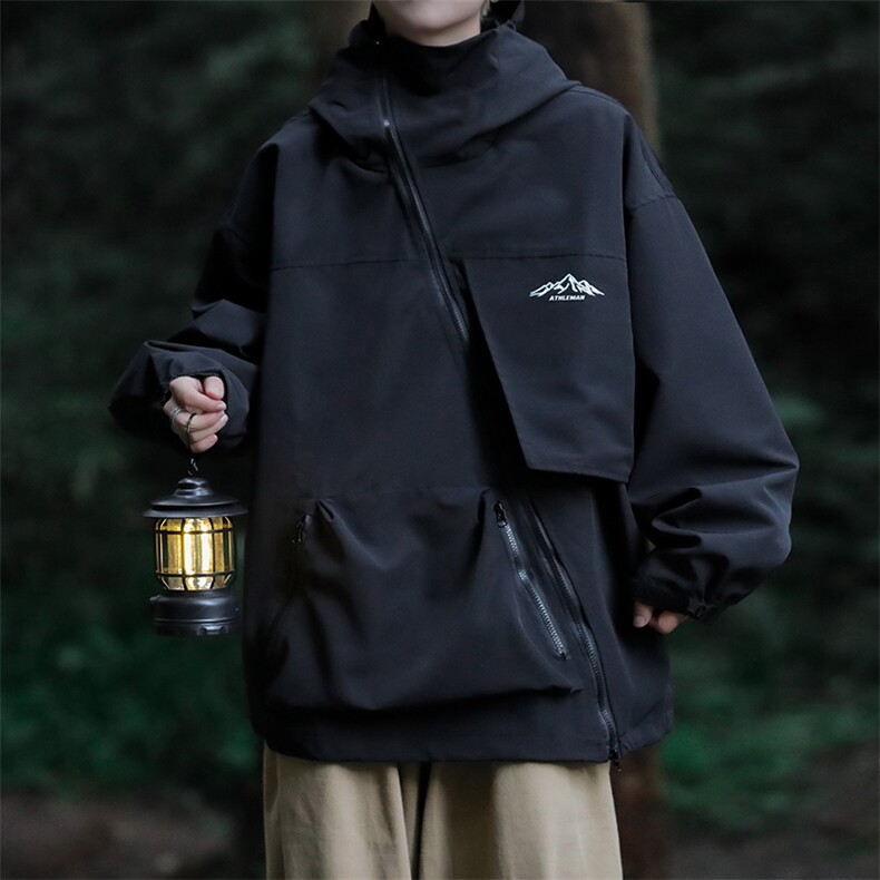秋季防水情侣装美式户外登山服连帽冲锋衣外套男W7898-P66,男装夹克,星座512-4