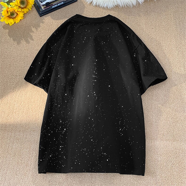 量大优供抖音视频支持得物配合二开美式满天星亮片短袖T恤MTX600,男装T恤,电商A486-1