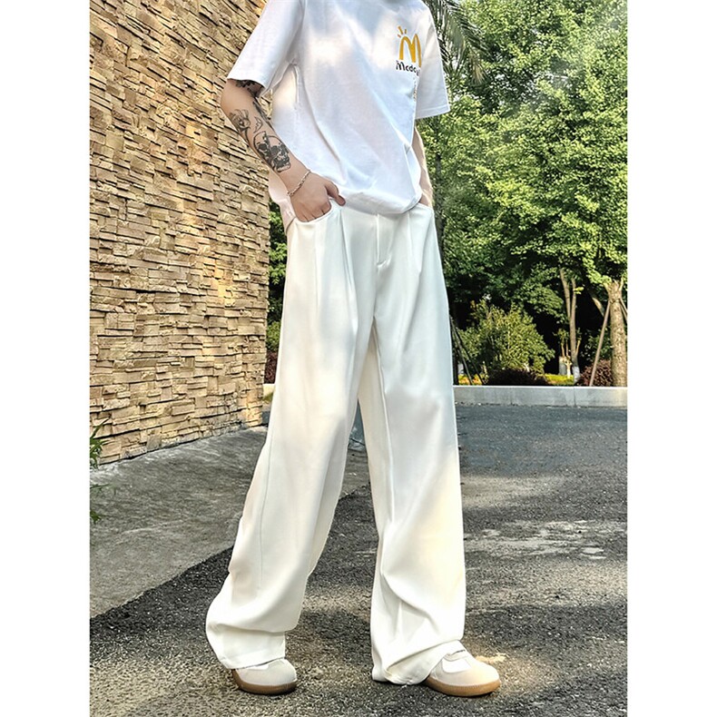 美式高级感褶皱西裤男cleanfit宽松冰丝阔腿垂感休闲裤XK463-P45,男装休闲裤,电商A178