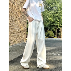 美式高级感褶皱西裤男cleanfit宽松冰丝阔腿垂感休闲裤XK463-P45，男装休闲裤，电商A178