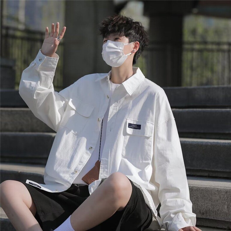 工装衬衫男长袖港风潮流帅气2026夏新款ins宽松外套CY1089-P39,男装衬衫,星座412-2