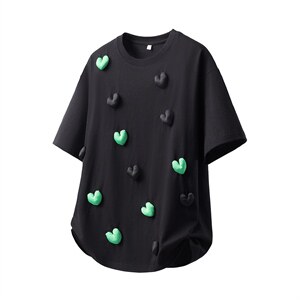 1立体白底潮情侣大码M-5XL网红小爱心短袖T恤男DT7742P55控78，男装T恤，星座226-2