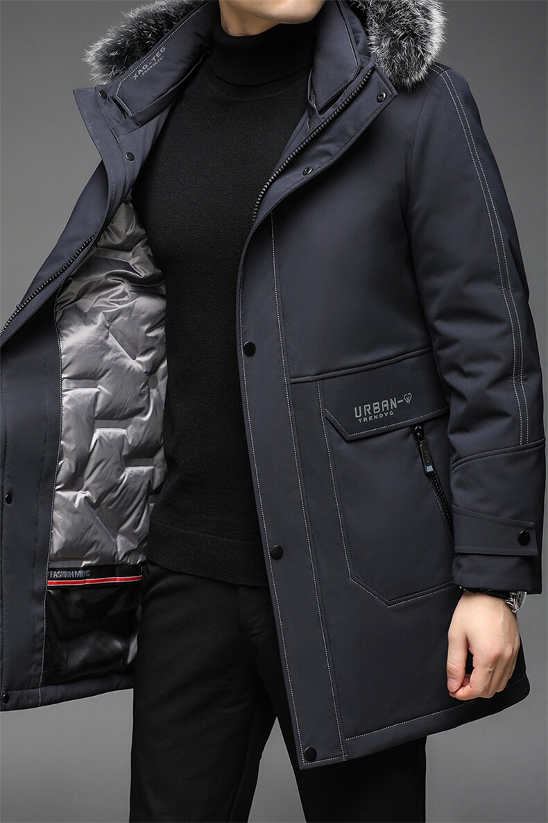 B2196钱塘2020-3冬季可脱卸内胆真毛领高端羽绒服长P320,男装羽绒服,钱塘207-3