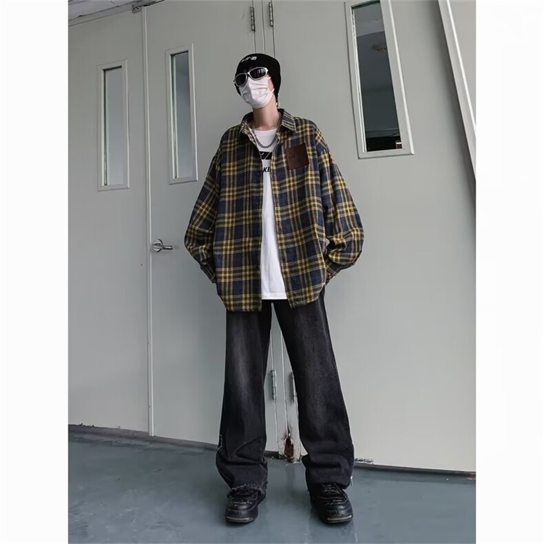 新款衬衫潮流慵懒男方领宽松型衬衫ZC32P35图片