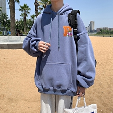 聚酯纤维日系宽松大码潮流男士卫衣连帽衫情侣装WY303P45限58，男装卫衣，电商A089-1
