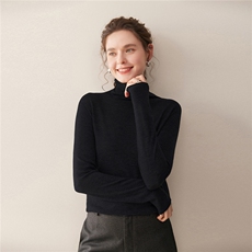 秋季新款纯色针织堆堆领套头上衣时尚百搭，女装羊毛衫，庆大羊绒