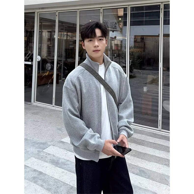 网图现货美式立领拉链开衫卫衣cleanfit男生外套纯秋wt31-特p58图片
