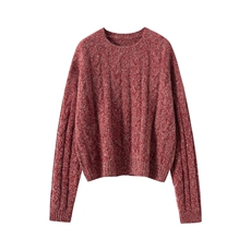 2025秋冬新款羊绒衫女100%纯山羊绒特种夹花圆领毛衣保暖针织套衫，女装羊绒衫，戎美山