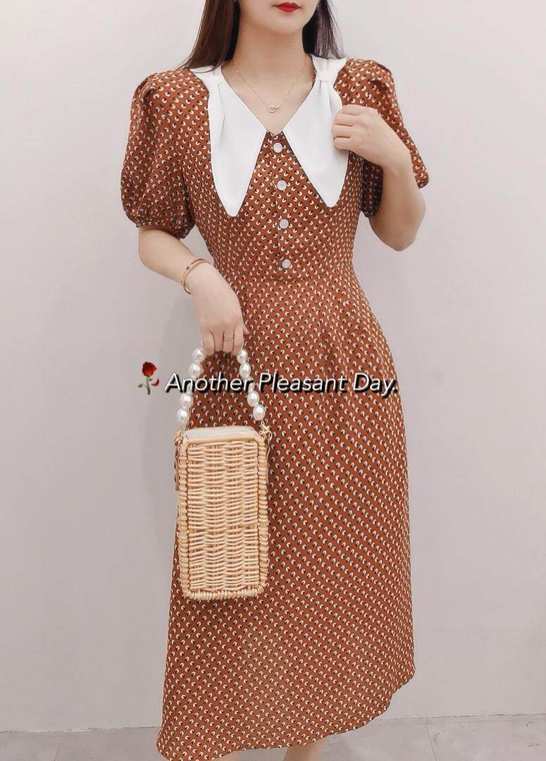 【夏季新款】连衣裙学院风泡泡袖碎花连衣裙，女装连衣裙，笑思源