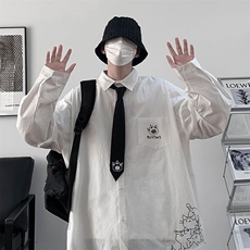 配领带衬衫男女韩版潮流长袖印花帅气2025春季ins外套CY1038-P35，男装衬衫，星座412-2