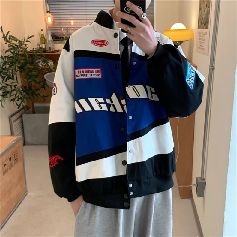 2022潮牌炸街机车夹克棒球服秋季美式复古赛车服外套男W3681-P72,男装夹克,星座512-2