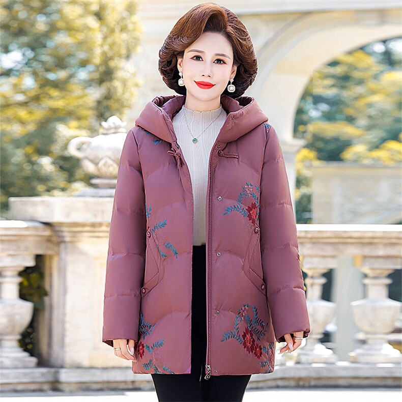 2026新款中老年人女装妈妈连帽羽绒服时尚洋气加厚保暖冬装外套,男装羽绒服,电商B212（原钱塘6029）