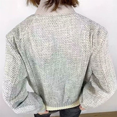 2025春秋新款男复古小香风立领针织拉链开衫美式宽松慵懒风外套，男装夹克，星座506A