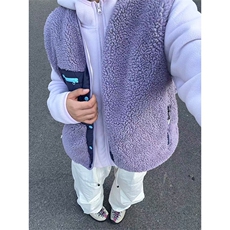 高品户外情侣撞色拼接羊羔毛立领摇粒绒马甲外套男女A1143-P72，女装短外套，星座1505