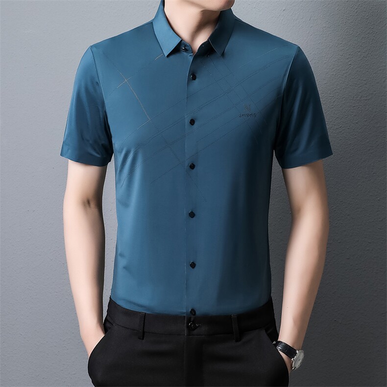 PAF3303钱塘2020-3夏季新款男士无痕高品质短袖衬衫百搭衬衣P44,男装衬衫,钱塘207-3