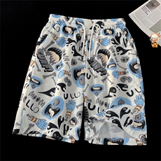 新款上市夏季短裤小妖怪潮流印花时尚宽松休闲裤子K22366-P30，男装休闲裤，电商A128