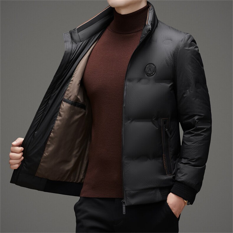 2025新款男士立领羽绒服中青年冬季短款保暖防寒羽绒服外套男装,男装羽绒服,钱塘6003（原4033）