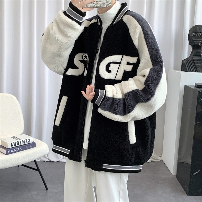 冬款加厚颗粒绒宽松棉衣羊羔绒棒球服外套男女 8108-P120控价158图片