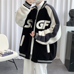 冬款加厚颗粒绒宽松棉衣羊羔绒棒球服外套男女 8108-P120控价158图片