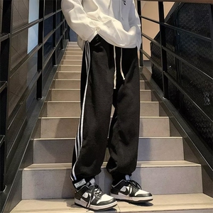 双面摇粒绒裤子男冬季加厚青少年运动卫裤大码宽松束脚裤 K48图片