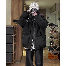 日系气质假两件棉服男冬季加厚连帽棉衣秋冬宽松棉袄外套M570，男装棉衣，星座1116A-1（原606A）