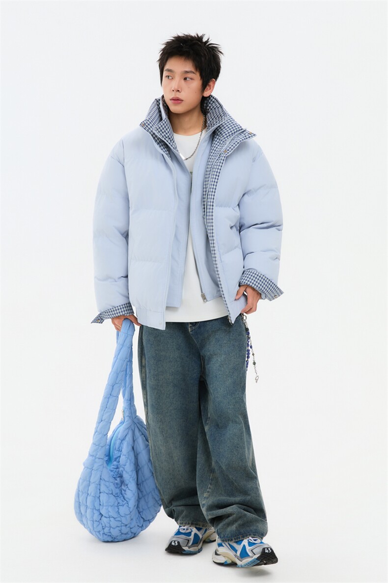 冬季新品得物美式潮流高品质格子加绒加厚棉衣外套棉服MY5566-P88,男装棉衣,星座610B-1