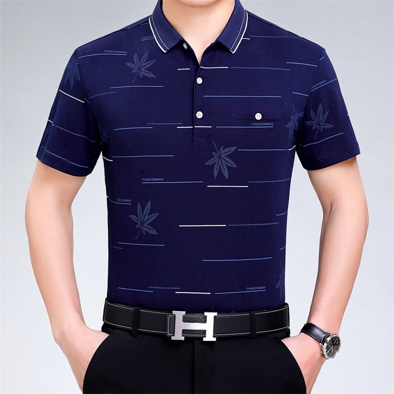 爸爸夏装短袖T恤中年男士上衣服薄中老年人男装POLO衫40-50岁图片