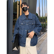 美式复古蓝色牛仔外套男女宽松百搭休闲夹克春秋季外搭JK64，男装夹克，星座1116A-1（原606A）
