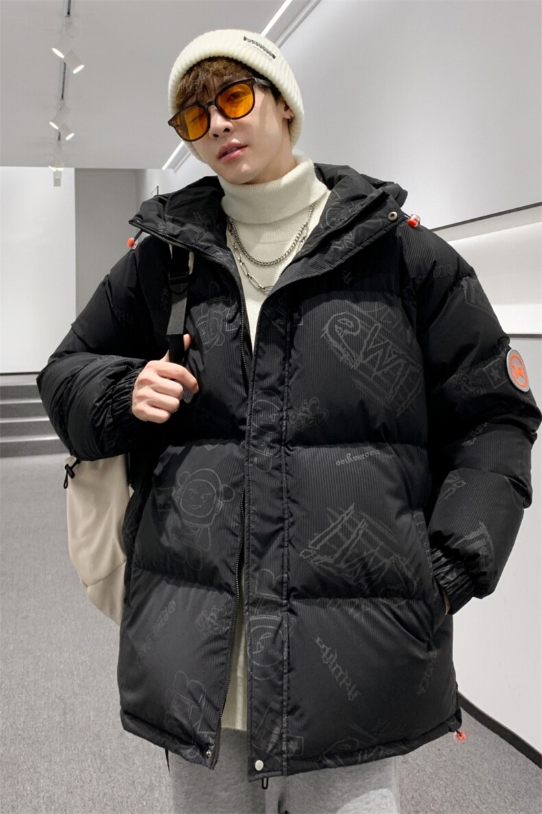 港风 2026冬季新款90%白鸭绒中长款连帽羽绒服男XZ109-Y1266-P218图片