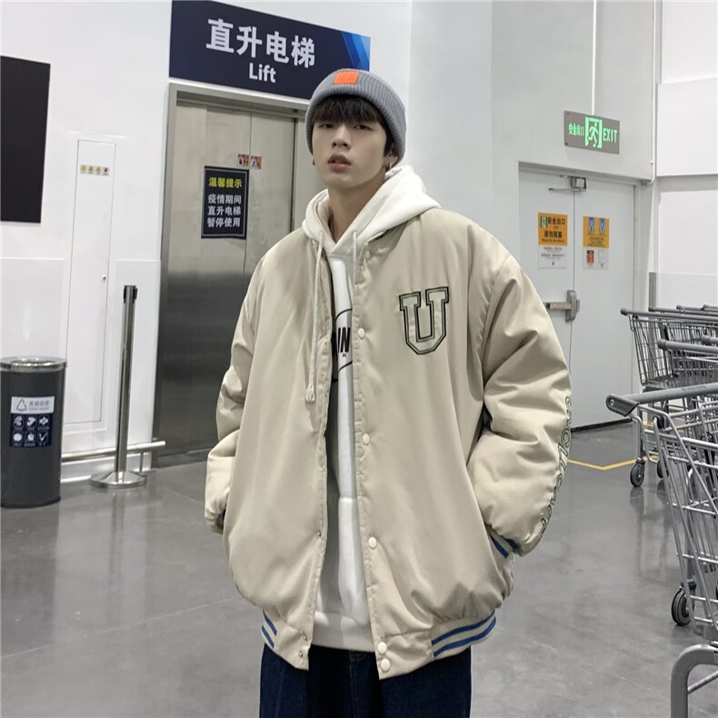 春秋季棋盘格棒球服男ins潮牌宽松休闲外套港风潮流痞帅学生夹克图片