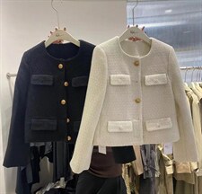 韩版口袋经典款圆领小香风外套羊毛外套，其它，HuHu