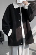 8XL-M特大码港风灯芯绒翻领夹克男羊羔毛棉衣棉服外套JK1307P68，男装夹克，电商D206-1