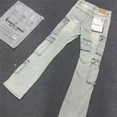 牛仔裤男修身小脚网红破洞补丁拼接潮男浅色裤子春季AM652P70，男装牛仔裤，星座1013-5