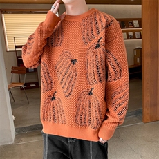 83477-特P55冬季新款南瓜提花圆领毛衣男韩版潮针织衫保暖毛线衣，男装针织衫/毛衣，电商D310B
