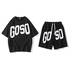 2025夏季新款运动服短袖T恤运动套装潮男痞帅一套搭配宽松短裤P45，男装T恤，星座1113