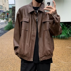 春秋机车服皮衣男原PU好皮双层气春季男青年痞帅皮夹克外套W9287，男装夹克，星座1116A-1（原606A）