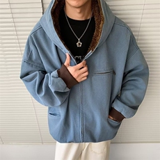 男士卫衣秋冬季2025新款宽松韩系慵懒风连帽开衫拉链外套，女装短外套，星座506A