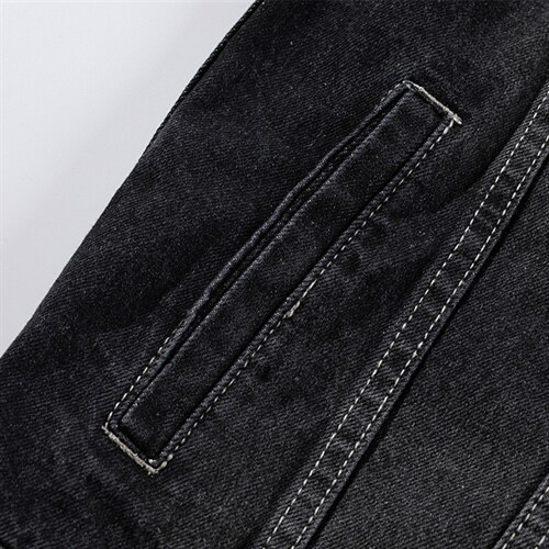 JK575-p95-限价128现货白底牛仔夹克肥仔量足破洞印花大码，男装夹克，星座103A