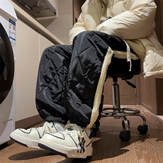wassuphappy黑色棉裤男冬季潮牌加厚东北防寒束脚裤保暖休闲裤子，男装棉衣，星座211-1