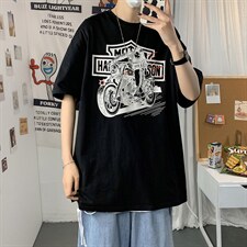 2021港风圆领青春休闲大码运动日系原宿潮流男士短袖宽松7803F35图片