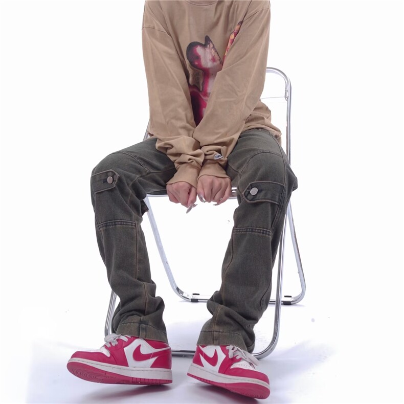美式高街复古水洗牛仔裤拉链开衩显瘦刺绣嘻哈裤男B18P60,男装牛仔裤,星座1116-2