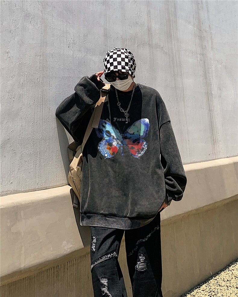 22新款秋复古美式水洗做旧宽松男女中性卫衣301B-JB7897-P58,男装卫衣,星座301B