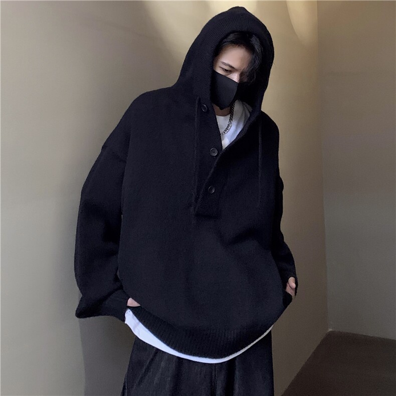 秋冬季超好看连帽毛衣难受半开衫针织衫男潮牌情侣套头上衣p68,男装针织衫/毛衣,电商C307