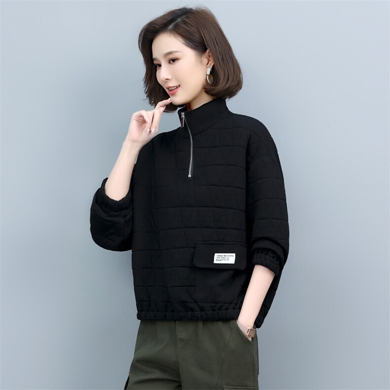 2022年秋季新款潮长袖卫衣女宽松显瘦气质百搭韩版上衣打底衫女棉图片