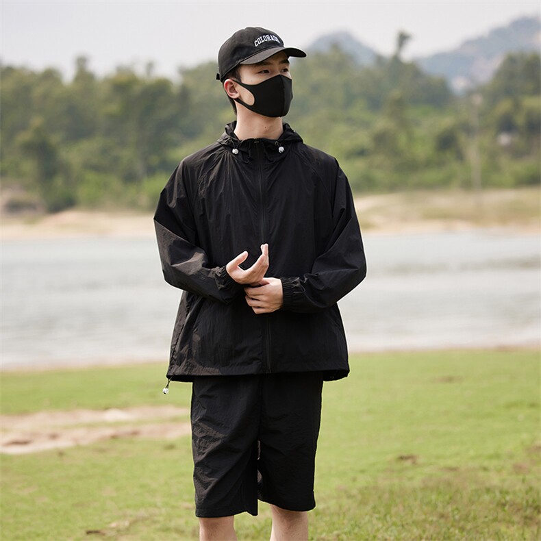 夏季薄款UPF50+防紫外线皮肤衣男宽松钓鱼防晒服套装2360-682-P55,男装休闲套装,星座1403A