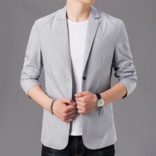 D1922男士2022春季新款长袖西服休闲外套薄款单西修身小西装P135图片