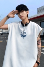 ！2025夏季男士风麂皮绒背心情侣无袖T恤TLBX07特P18控38，男装T恤，电商B220