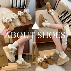 X4557-105冬季加绒小白鞋新款韩版女厚底增高运动休闲板鞋，女鞋短靴，星座1407-3